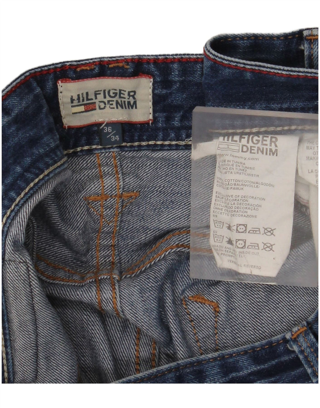 TOMMY HILFIGER Straight jeans til mænd W36 L34 blå bomuld