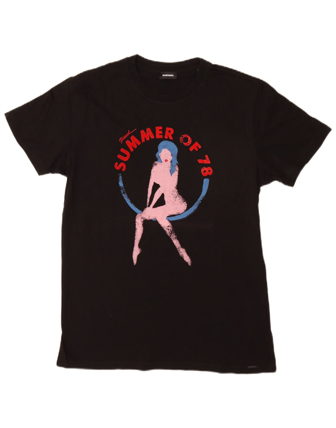 Diesel Herre Grafisk T-Shirt Top Stor Sort Bomuld