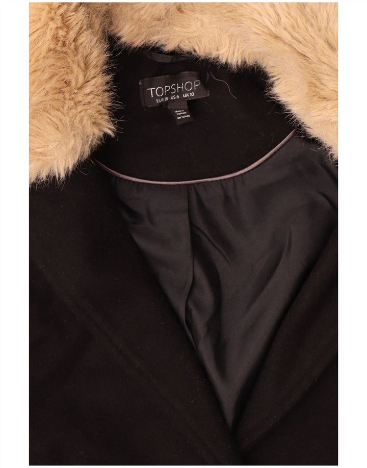 Topshop Dame Oversized Overfrakke UK 10 Small Black Polyester