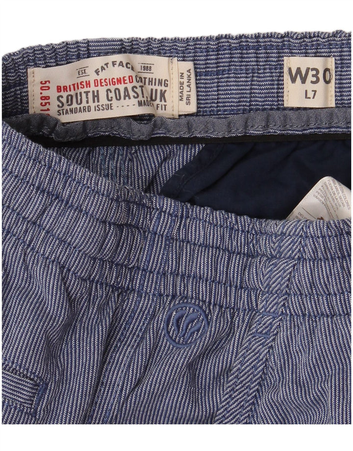 FAT FACE Chino-shorts til mænd W30 Mellemblå nålestribet bomuld