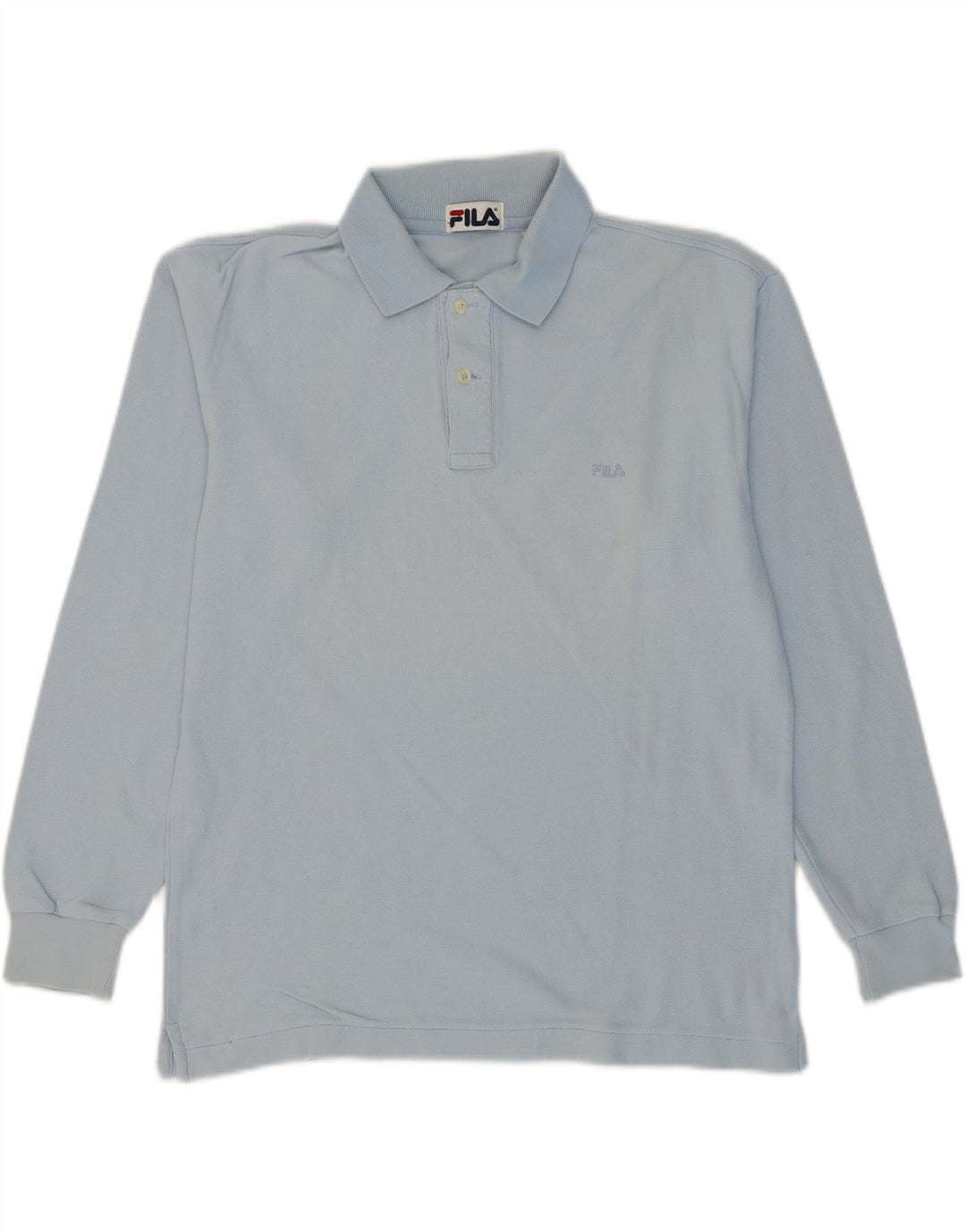 FILA Mens Long Sleeve Polo Shirt IT 48 Medium Blue Cotton Vintage Fila and Second-Hand Fila from Messina Hembry 