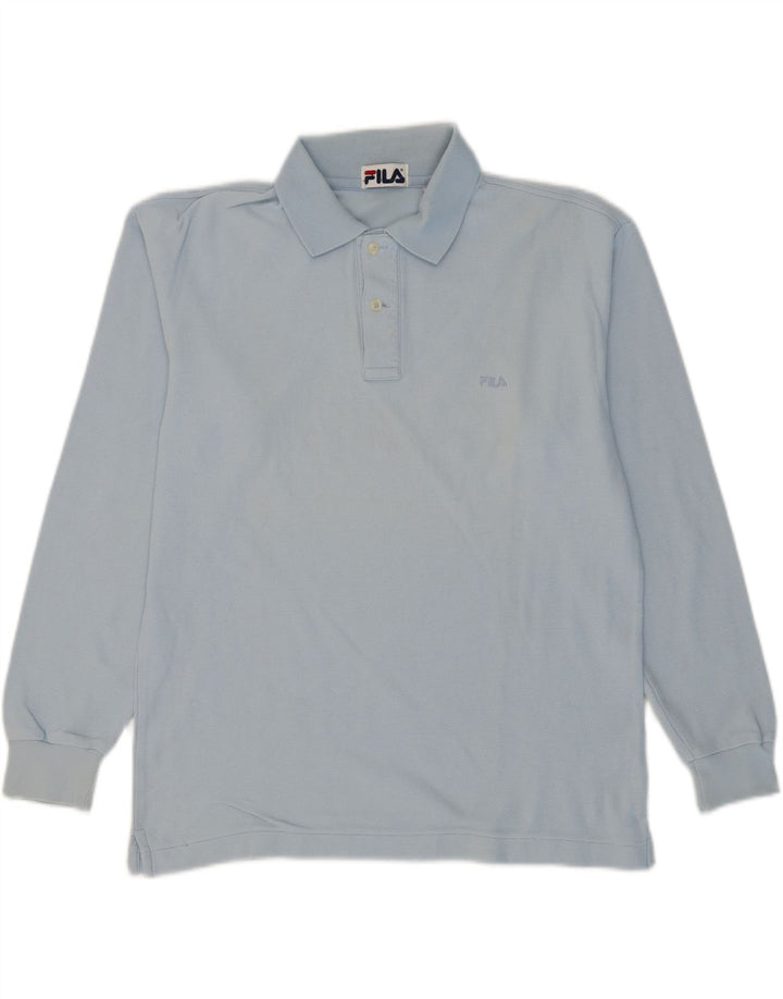 FILA Mens Long Sleeve Polo Shirt IT 48 Medium Blue Cotton Vintage Fila and Second-Hand Fila from Messina Hembry 