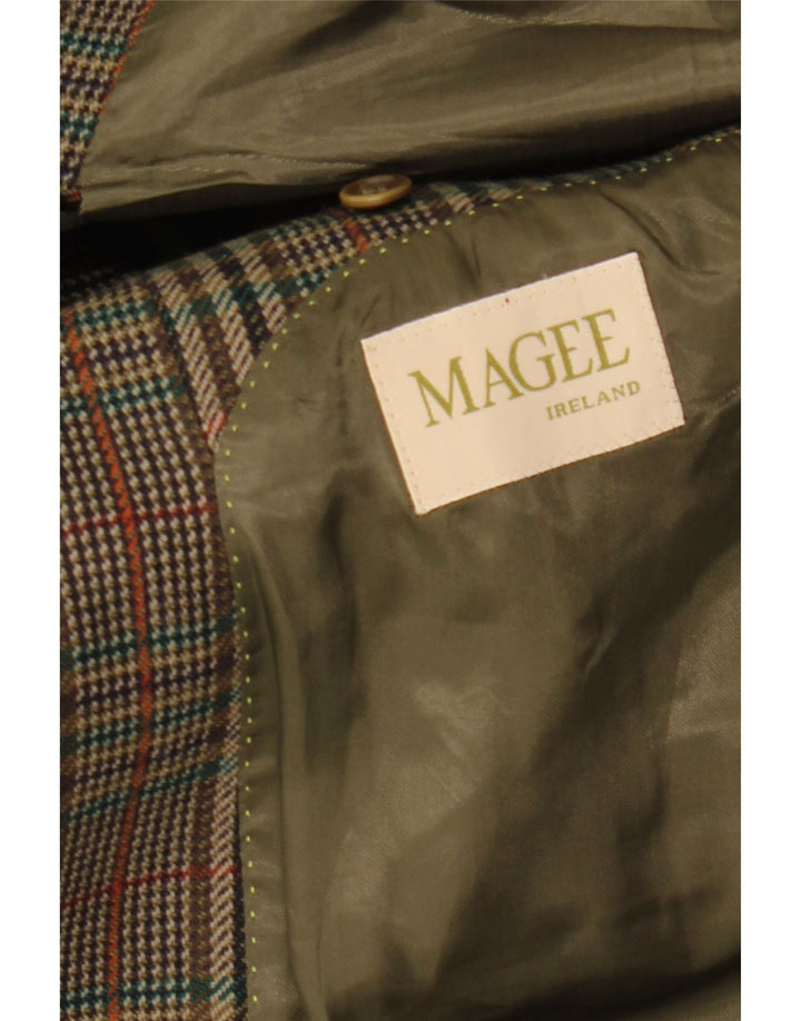 MAGEE Herre 2-knaps blazerjakke UK 38 Medium Khaki Houndstooth