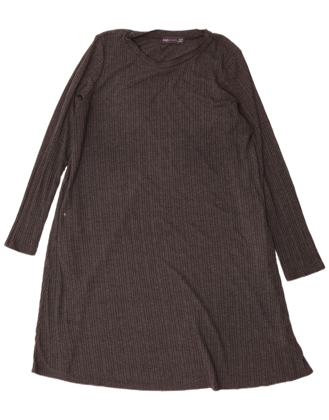 Marks & Spencer Dame Langærmet Jumper Kjole UK 18 XL Grå Polyester