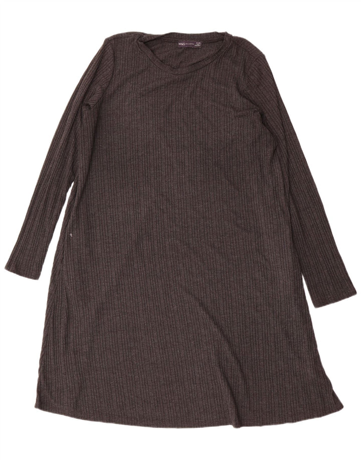 Marks & Spencer Dame Langærmet Jumper Kjole UK 18 XL Grå Polyester