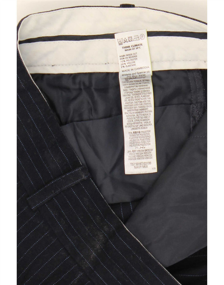 Marks & Spencer jakkesætsbukser til kvinder UK 12 Medium W32 L27 Marineblå