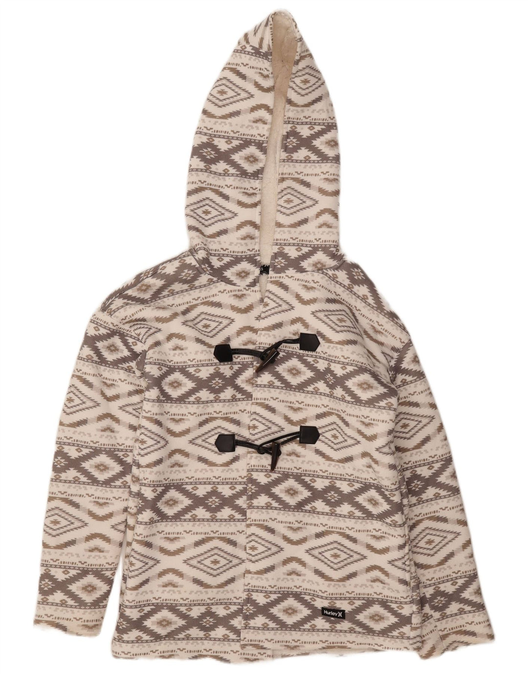 Hurley Dame Oversized Duffle Jacket UK 6 XS Grå Argyle/Diamond Aztec