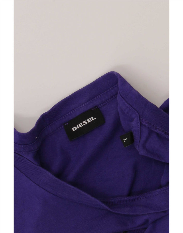 Diesel Dame Grafisk T-Shirt Top Stor Lilla Klassisk