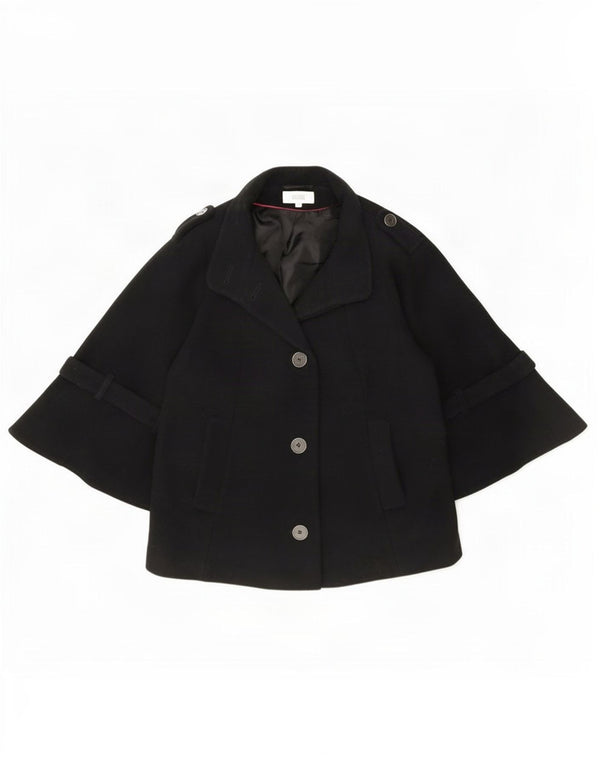 Marks & Spencer, 3/4-ærmet bombeflyjakke til kvinder, UK 14 Large Black New Wool