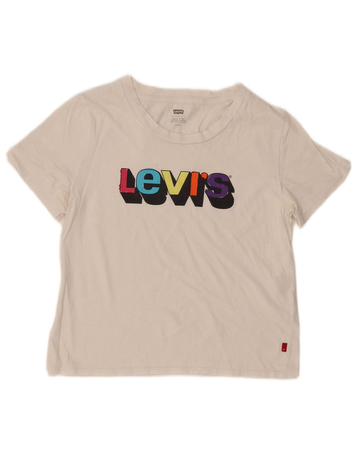 Levi's Dame Grafisk T-Shirt Top UK 10 Small White