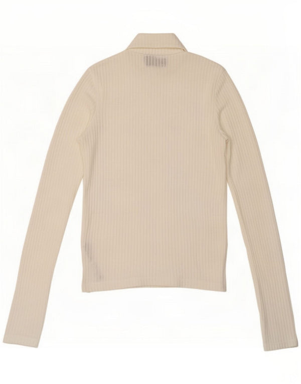 Topshop Womens Top Long Sleeve UK 8 Small White Polyester