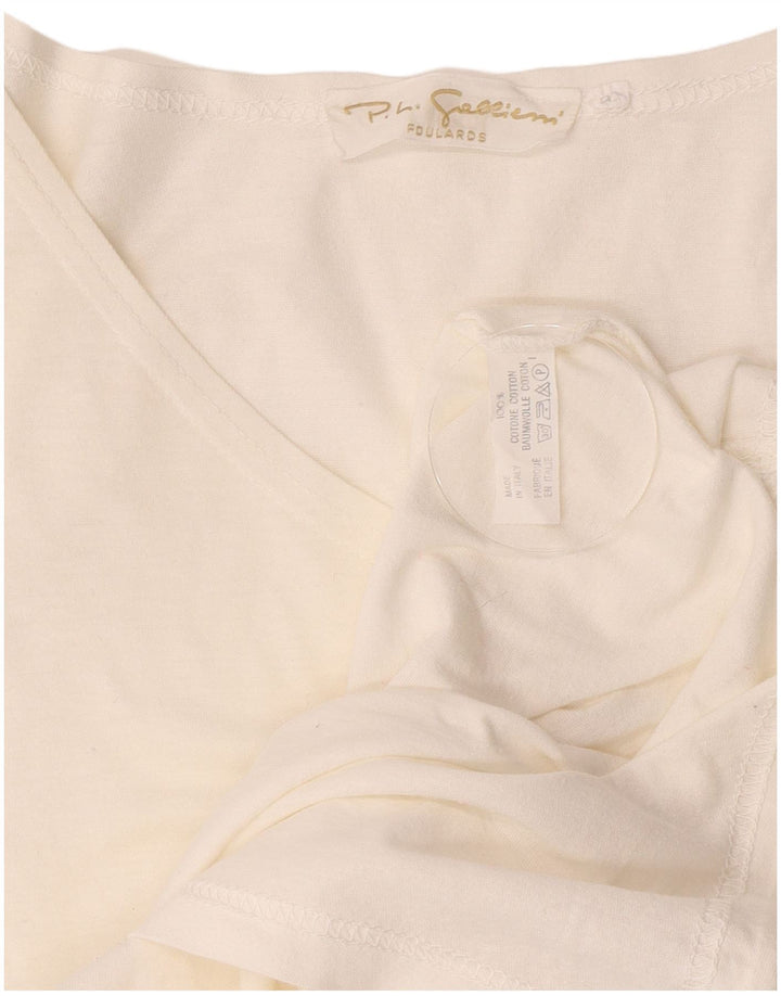 Vintage Dame Grafisk T-Shirt Top IT 44 Medium Hvid Bomuld