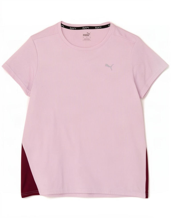 Puma T-Shirt Top UK 12 Medium Pink Colourblock Polyester