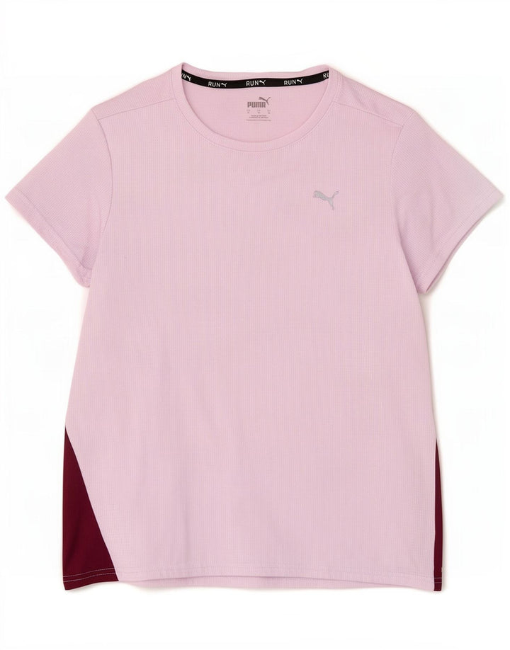 Puma T-Shirt Top UK 12 Medium Pink Colourblock Polyester