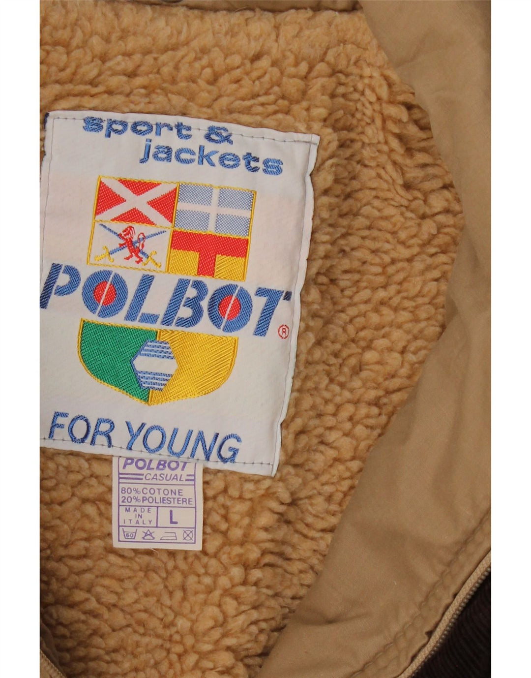 Polbot Herre Sherpa Jacket UK 40 Stor Beige Bomuld