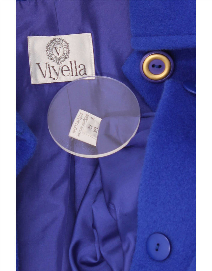 Viyella Dame Oversized Overfrakke UK 12 Medium Blue Mohair