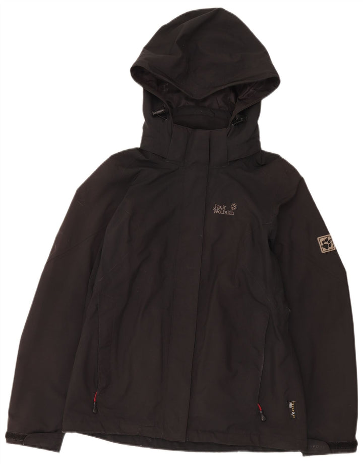 Jack Wolfskin Dame Hætte Oversized regnjakke UK 10 Small Black