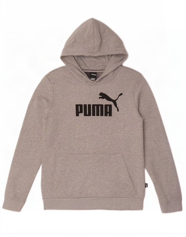 Puma Graphic Hoodie Jumper UK 14 Medium Grey Flecked Bomuld