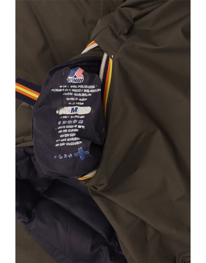 K-Way Herre Hætte Vendbar Polstret Jakke UK 38 Medium Grøn Polyamid