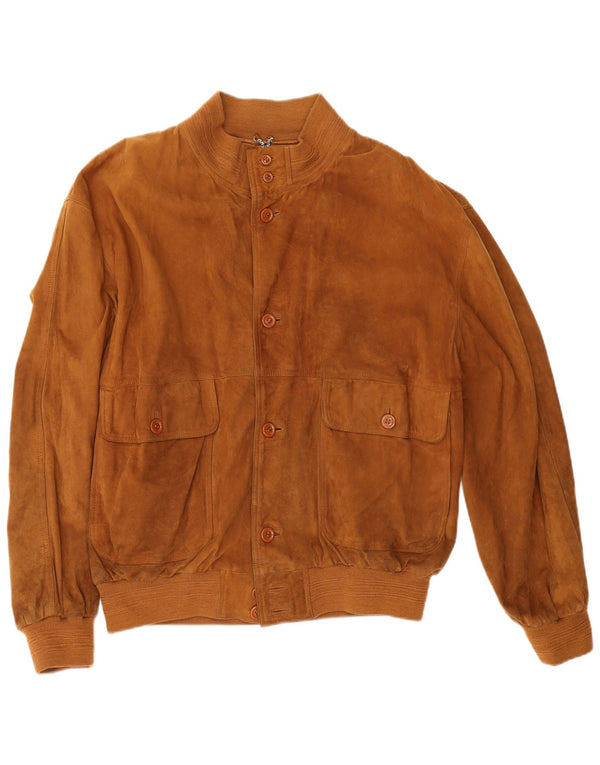 Vintage herre ruskind bomberjakke IT 54 2XL brunt læder