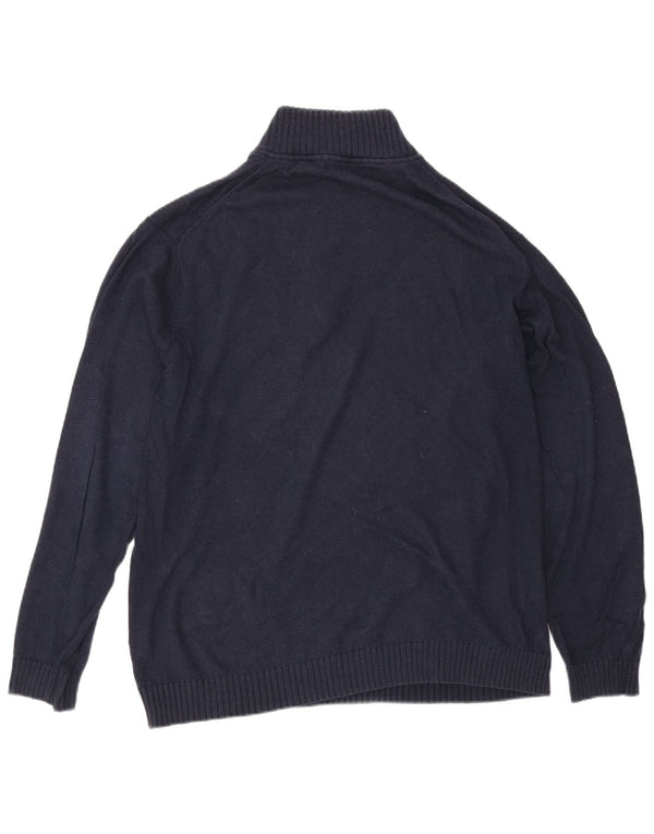 Besætningstøj Herre Zip Neck Jumper Sweater Stor Marineblå Bomuld