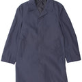 VINTAGE Mens Overcoat UK 36 Small Navy Blue Polyester