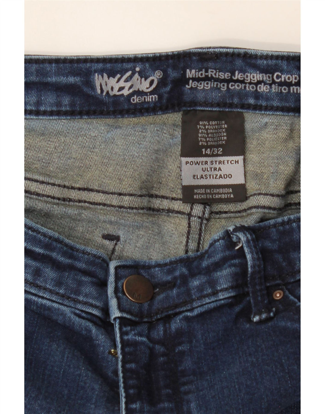 MOSSIMO Womens Mid Rise Jegging Cropped Jeans Size 14 Large W32 L25 Blue Vintage Mossimo and Second-Hand Mossimo from Messina Hembry 