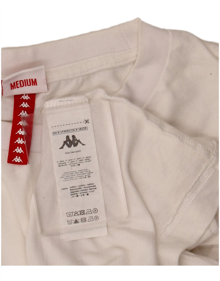 KAPPA Herre T-Shirt Top Medium Hvid Bomuld
