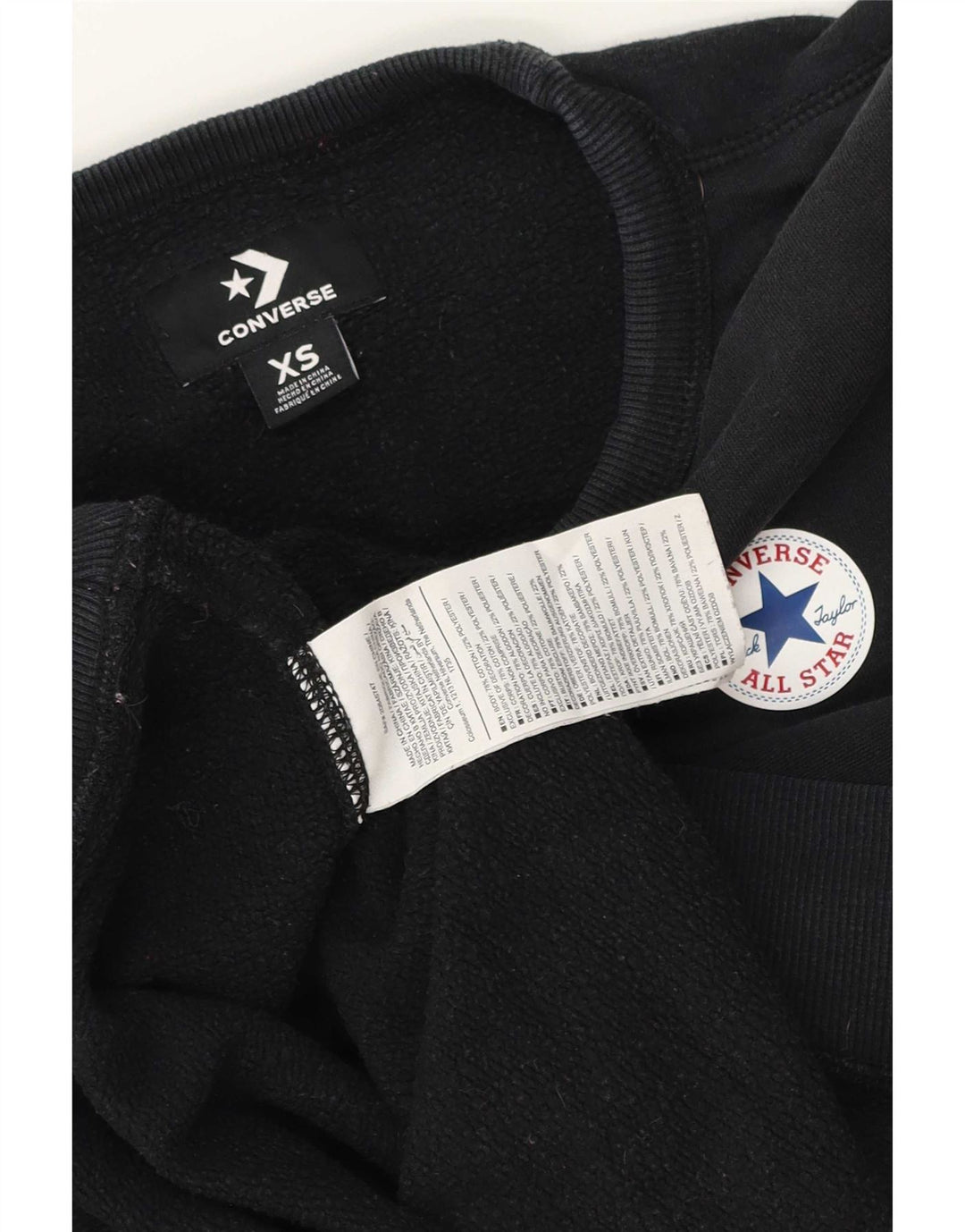 Converse oversize sweatshirttrøje til kvinder UK 6 XS Sort bomuld