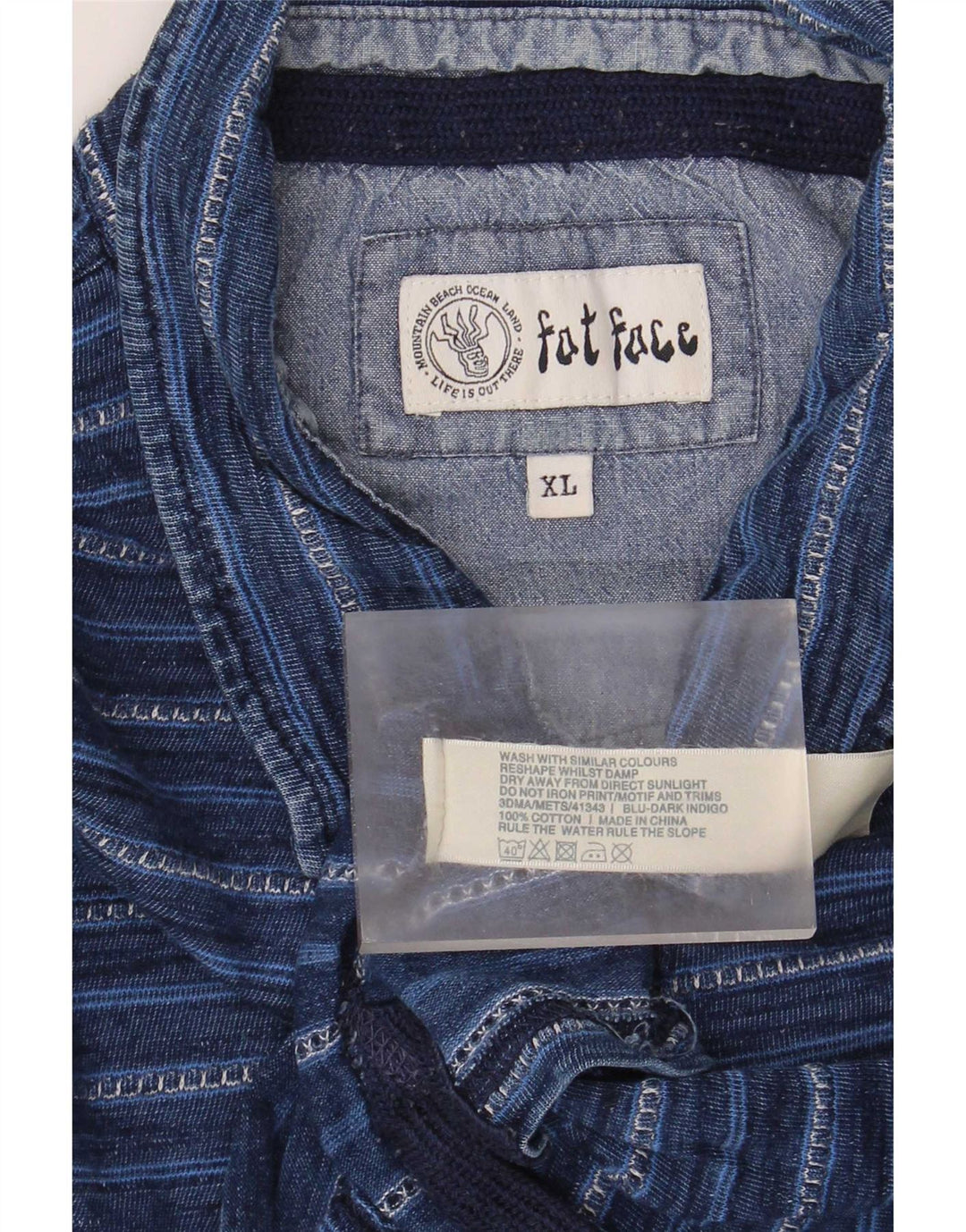 Fat Face herre poloshirt XL blå stribet bomuld