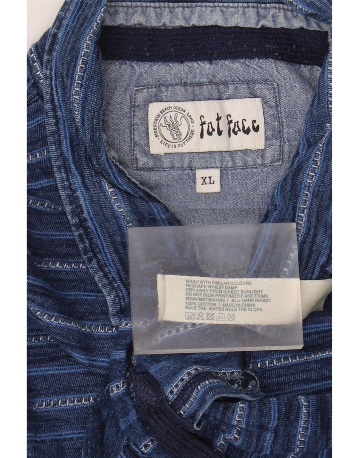 Fat Face herre poloshirt XL blå stribet bomuld