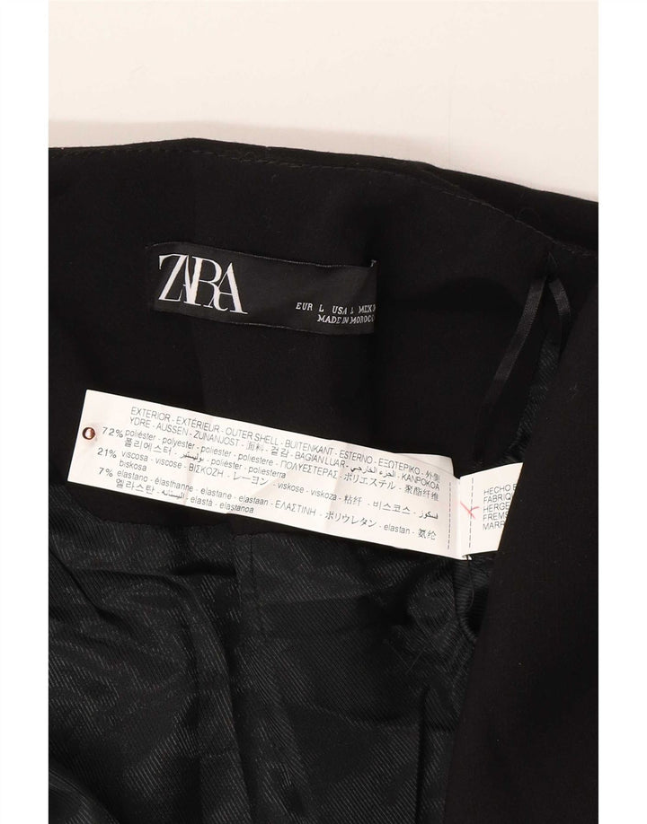 Zara Dame Blazer Jacket UK 14 Stor Sort Polyester