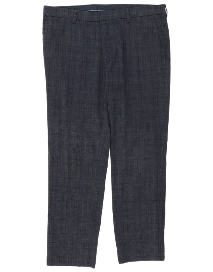 Marks & Spencer Herre Slim Fit Suit Bukser W36 L29 Navy Blue Check