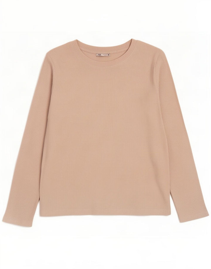 Zara Herre Top Langærmet Stor Beige Polyester