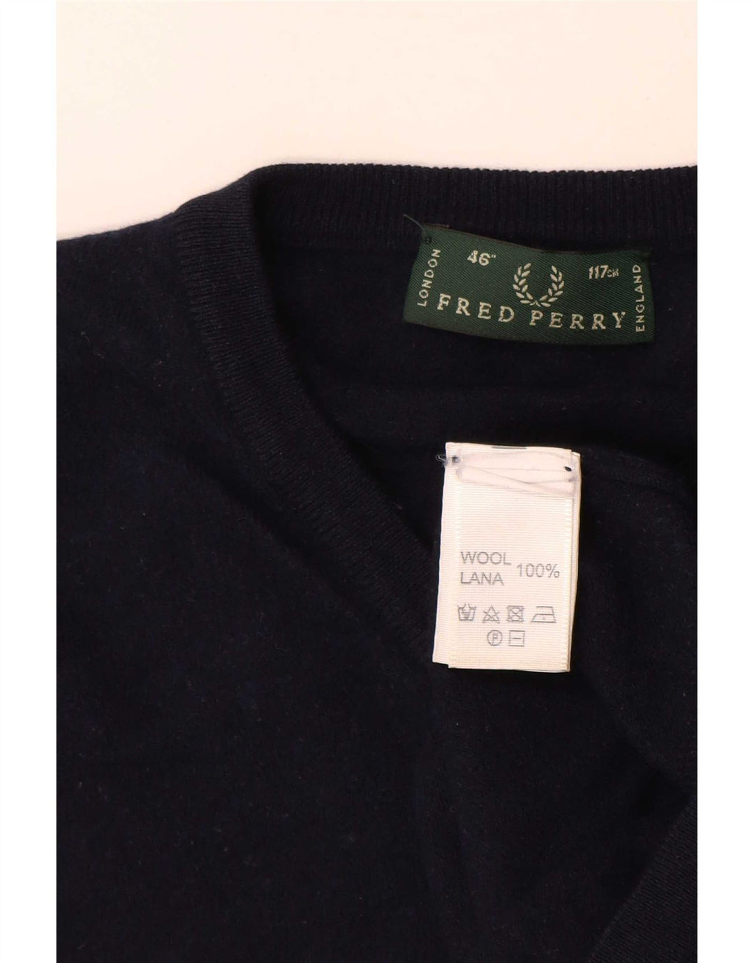 Fred Perry Herre V-hals sweater Stor marineblå uld