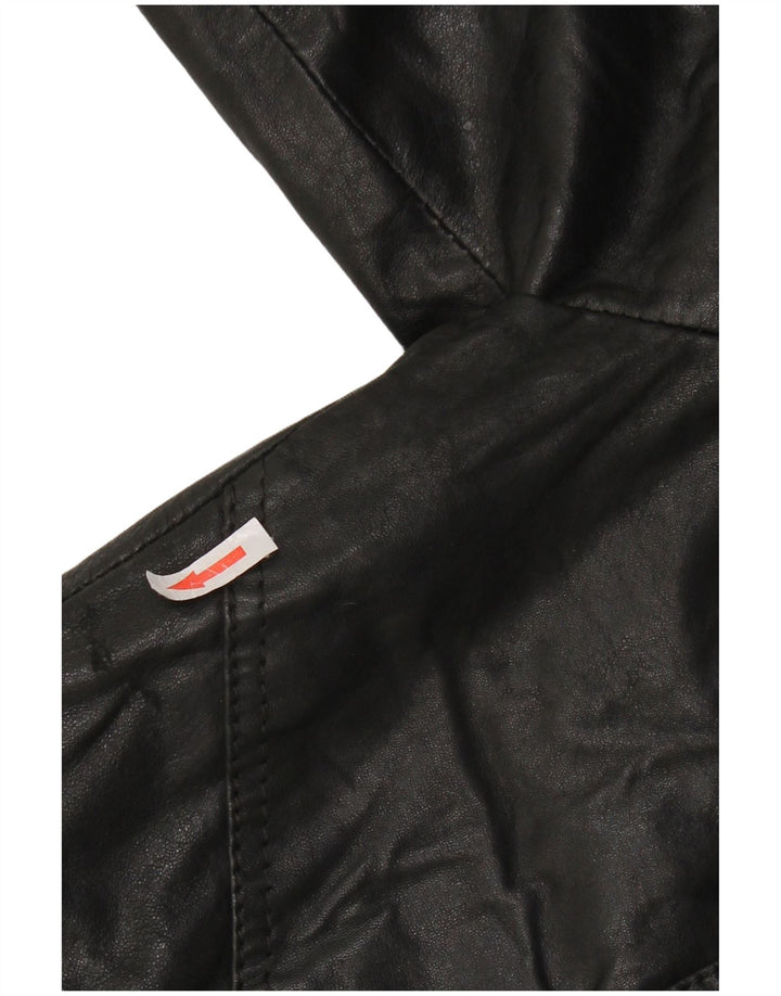 Jack & Jones Herre Læder Bomber Jacket UK 36 Lille sort læder