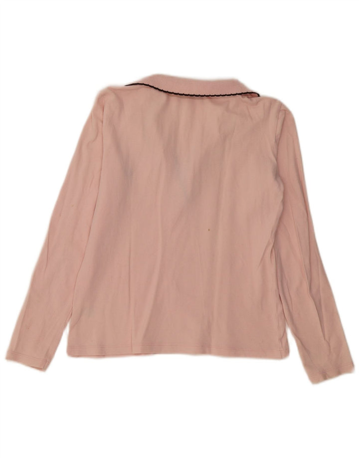 FRED PERRY Langærmet poloshirt til kvinder UK 12 Medium Pink Bomuld