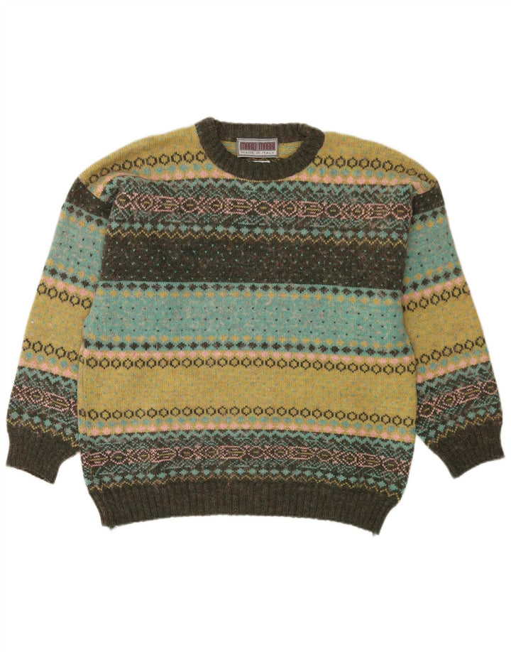 Vintage mænd med rund hals sweater medium flerfarvet Fair Isle