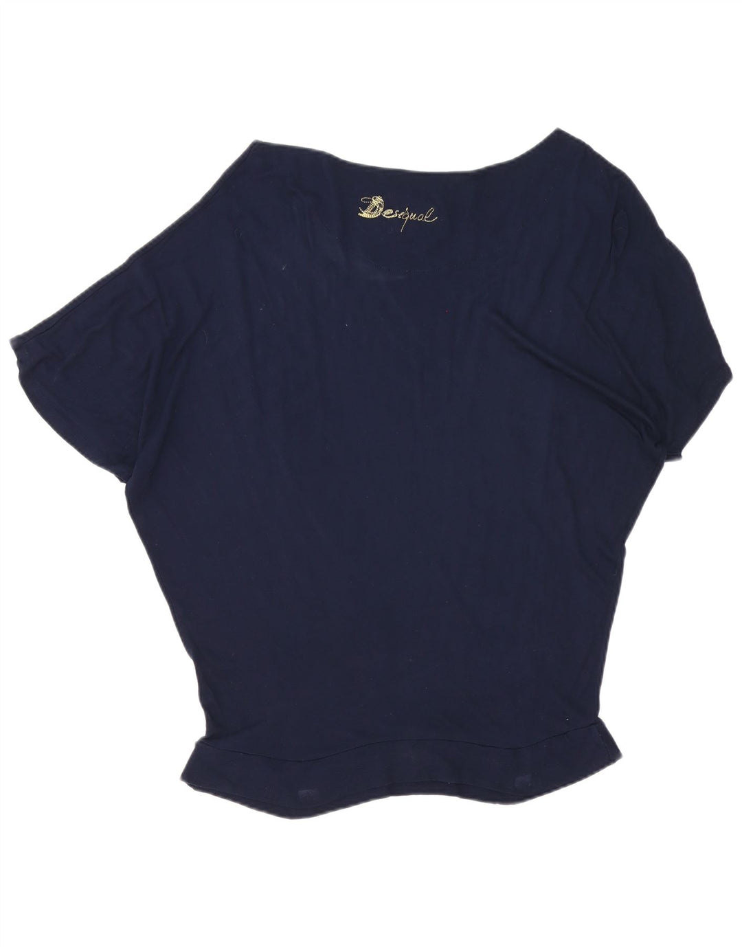 Desigual Kvinder Oversized Grafisk T-Shirt Top UK 16 Large Navy Blue