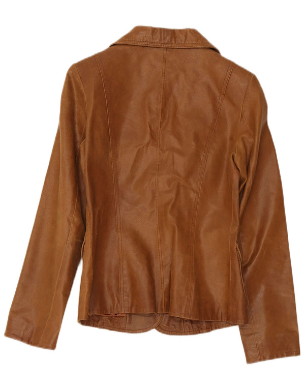 Bay Dame 3-knaps læder blazerjakke UK 10 Small Brown