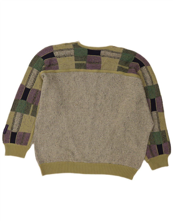 Carlo Colucci Herre V-hals sweater Medium Grøn Geometrisk