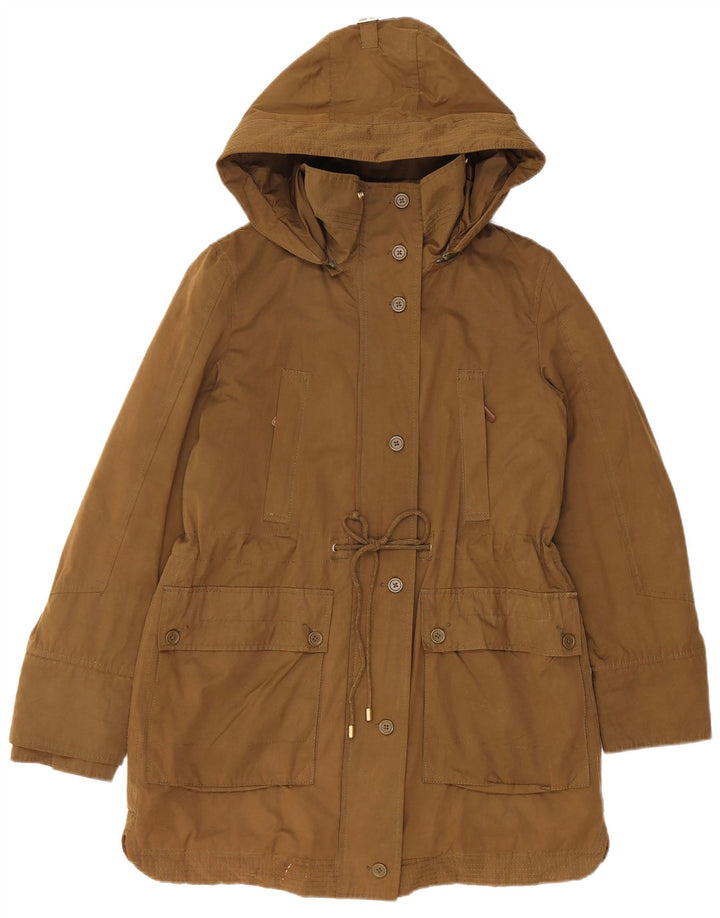 Zara Dame Hooded Parka Jacket UK 14 Medium Khaki Ternet Bomuld