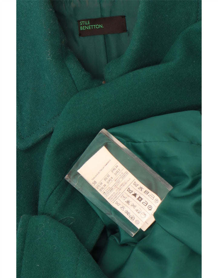 Benetton Dame Overfrakke UK 6 XS Grøn Uld