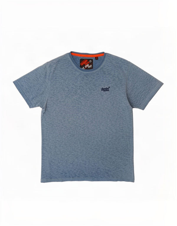 Superdry T-shirt top til mænd 2XL blå flækket bomuld