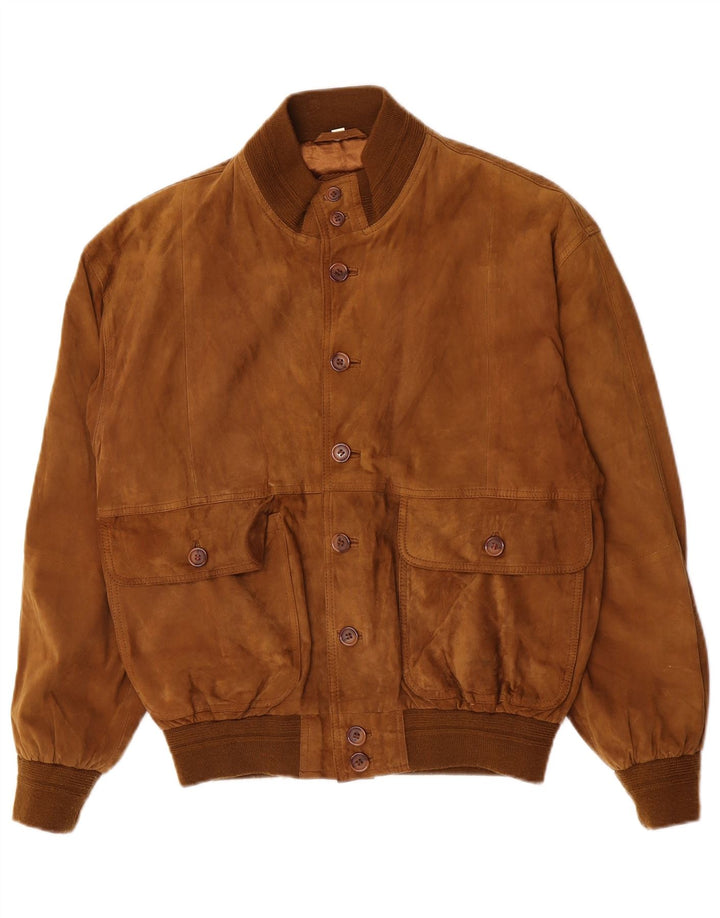 Vintage herre ruskind bomberjakke IT 48 medium brunt læder