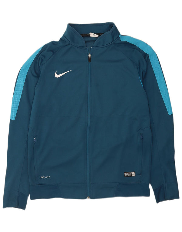 Nike Mens Dri Fit Tracksuit Top Jacket Large Blue Colourblock Polyester