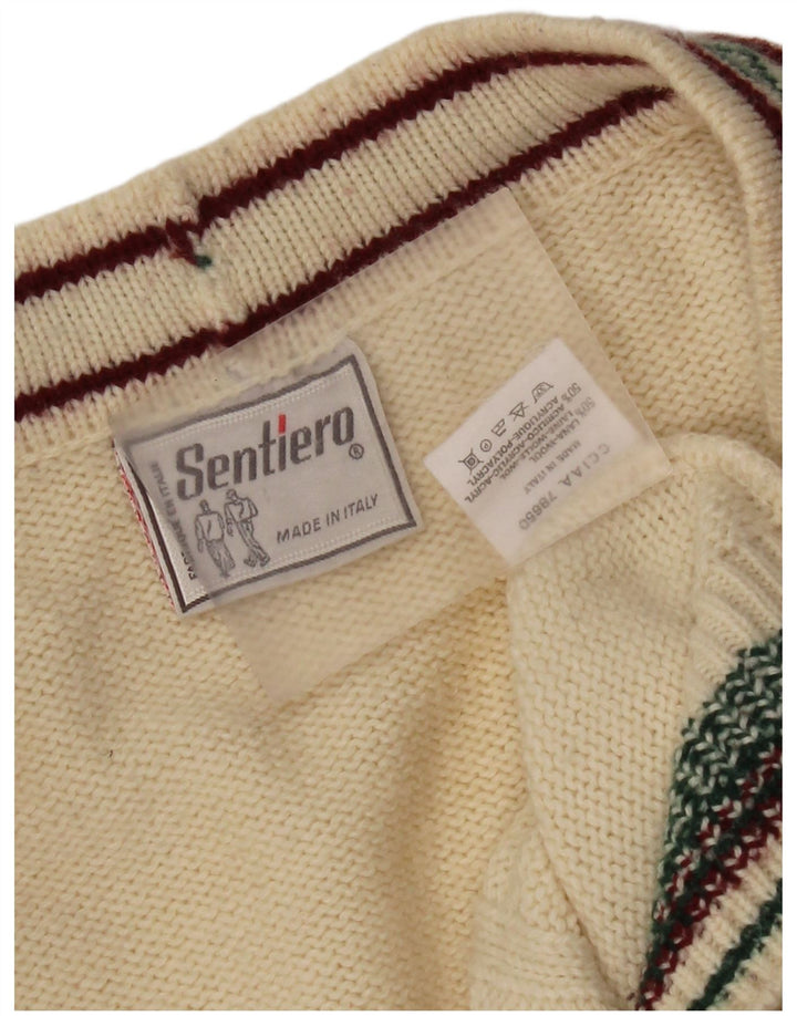 Vintage herre cardigan sweater IT 52 Stor beige uld