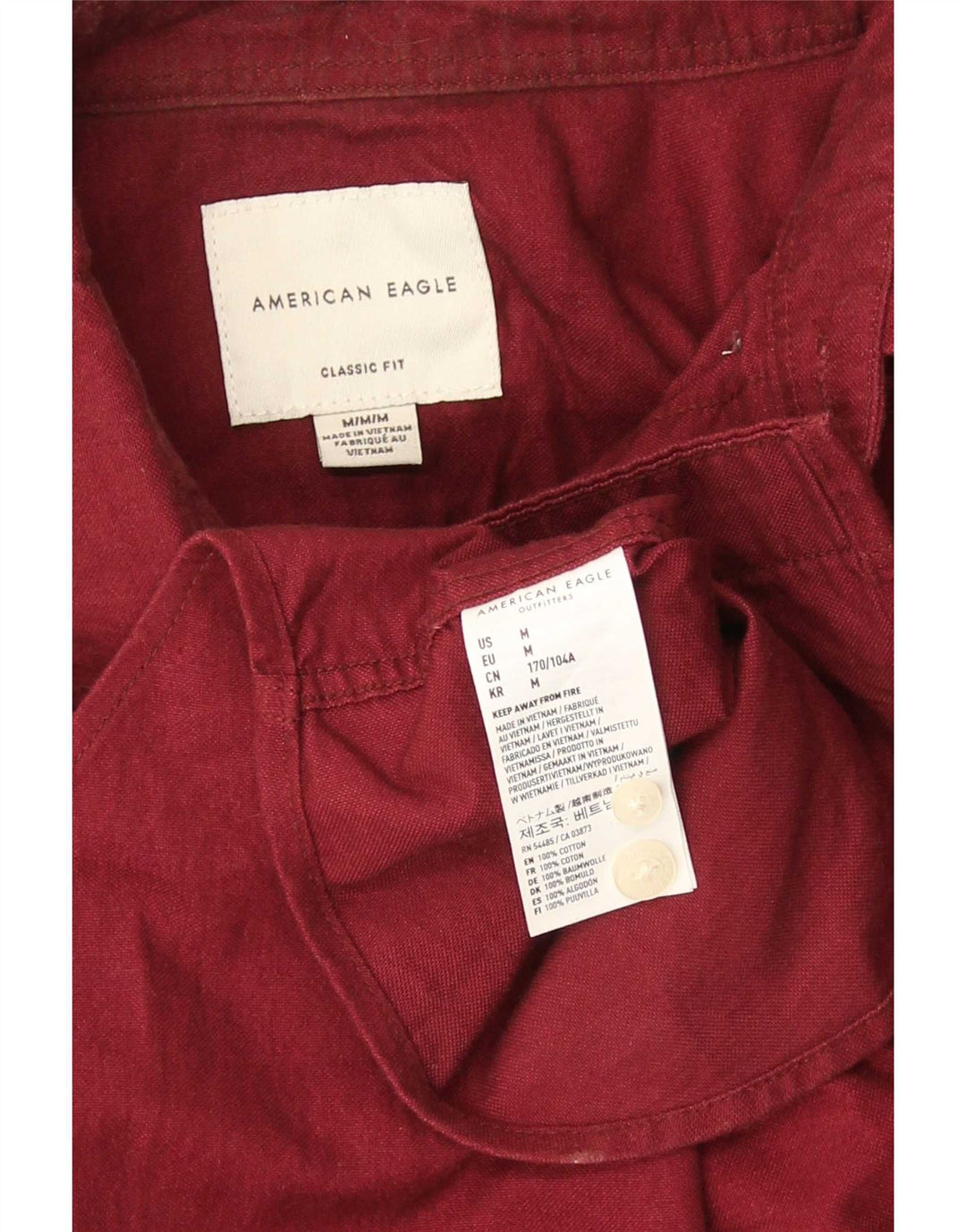 American Eagle Herre Classic Fit skjorte Medium Bourgogne bomuld