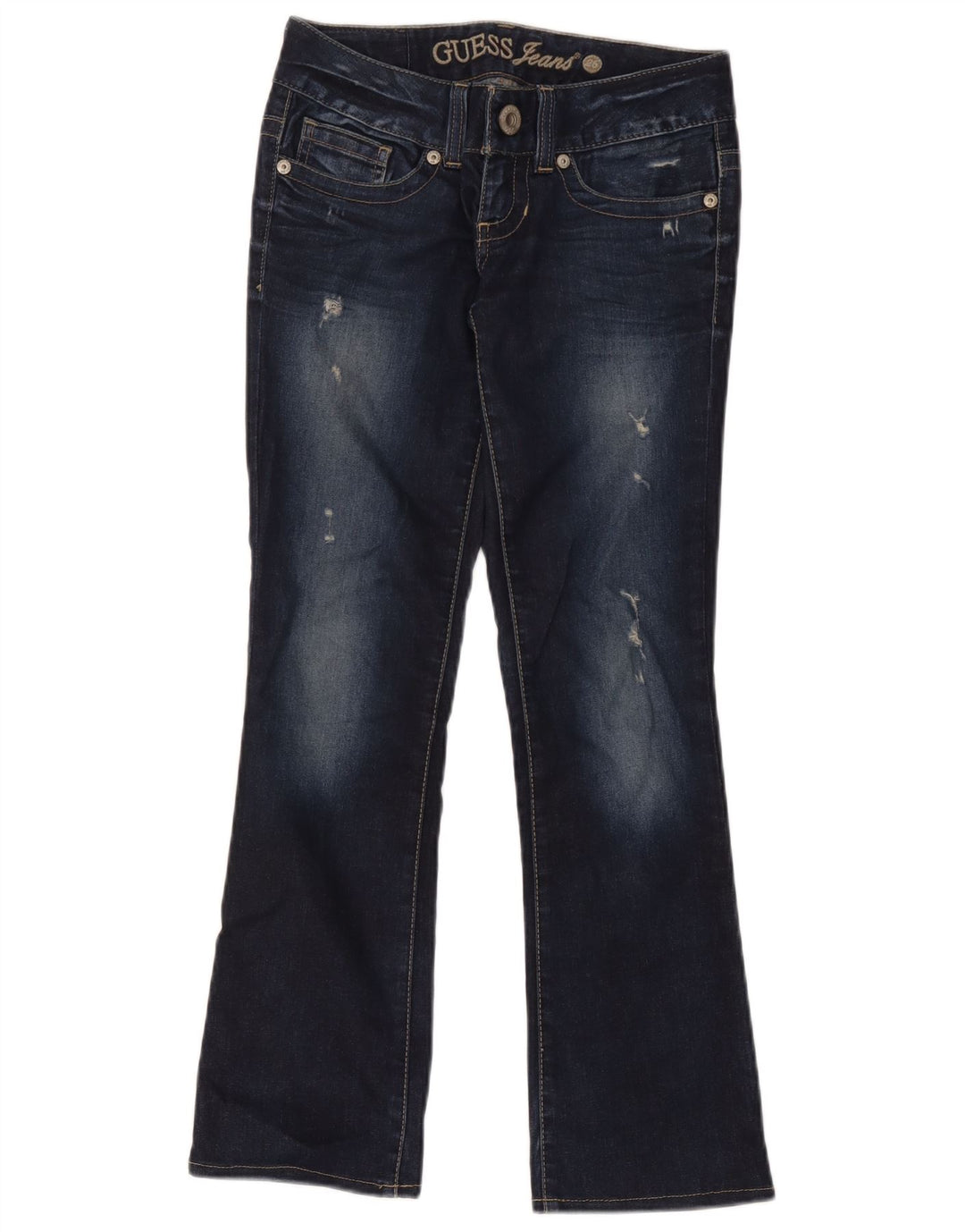 Guess Dame Distressed Bootcut Jeans W28 L28 Marineblå Bomuld