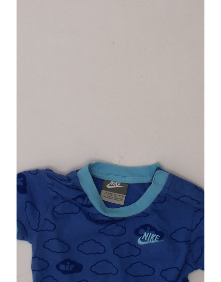 NIKE Baby Boys Abstract Pattern Graphic T-Shirt Top 3-6 Months Blue Cotton Vintage Nike and Second-Hand Nike from Messina Hembry 